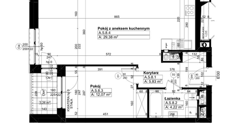 Rzut - Mieszkanie na sprzedaż 2 pokoje o powierzchni 51,5 m² - numer A/5/8 w Świerzawska 13