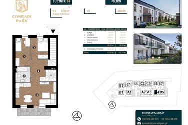 Rzut - Mieszkanie na sprzedaż 4 pokoje o powierzchni 120,14 m² - numer B4.M4 w Conradi Park etap II i III