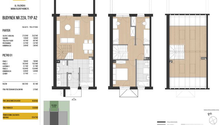 Rzut - Dom na sprzedaż 4 pokoje o powierzchni 85,89 m² - numer 22A w Falenty Home II