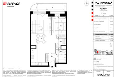 Rzut - Mieszkanie na sprzedaż 1 pokój o powierzchni 59,98 m² - numer A.4.1 w Zajezdnia