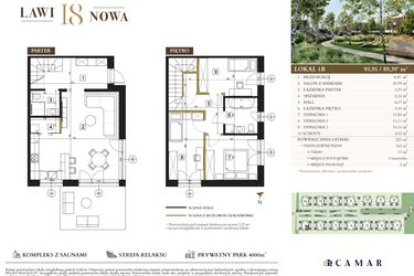 Rzut - Mieszkanie na sprzedaż 4 pokoje o powierzchni 89,39 m² - numer 1B w Lawinowa 18