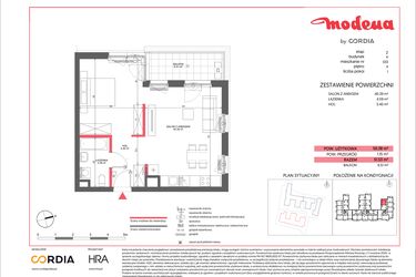 Rzut - Mieszkanie na sprzedaż 1 pokój o powierzchni 50,38 m² - numer A.033 w Modena II