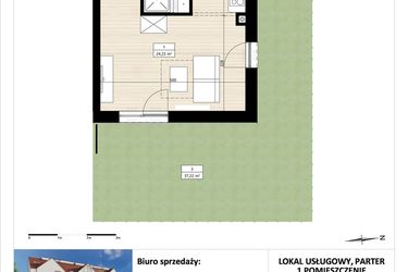 Rzut - Mieszkanie na sprzedaż 1 pokój o powierzchni 27,87 m² - numer B3/0/4 w Montano bud. B3 - apartamenty inwestycyjne