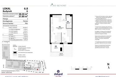 Rzut - Mieszkanie na sprzedaż 2 pokoje o powierzchni 37,89 m² - numer 6.08 w Pino Resort