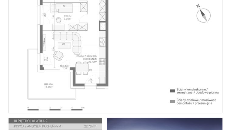 Rzut - Mieszkanie na sprzedaż 3 pokoje o powierzchni 58,08 m² - numer M42 w Apartamenty Przystań bud. F