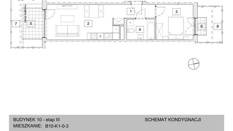 Rzut - Mieszkanie na sprzedaż 2 pokoje o powierzchni 39,97 m² - numer B10-K1-0-3 w Żerniki na Novo III