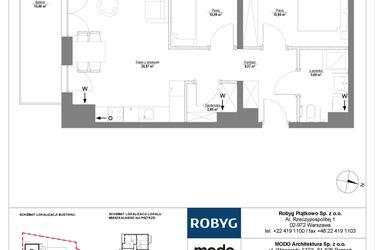 Rzut - Mieszkanie na sprzedaż 3 pokoje o powierzchni 69,29 m² - numer C.6M01 w Początek Piątkowo bud. C