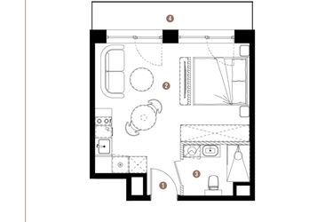 Rzut - Mieszkanie na sprzedaż 1 pokój o powierzchni 27,41 m² - numer F.B.06.151 w Apartamenty Reytana bud. F