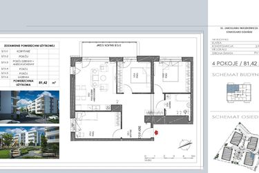 Rzut - Mieszkanie na sprzedaż 4 pokoje o powierzchni 81,42 m² - numer C13 w Osiedle Lawendowe