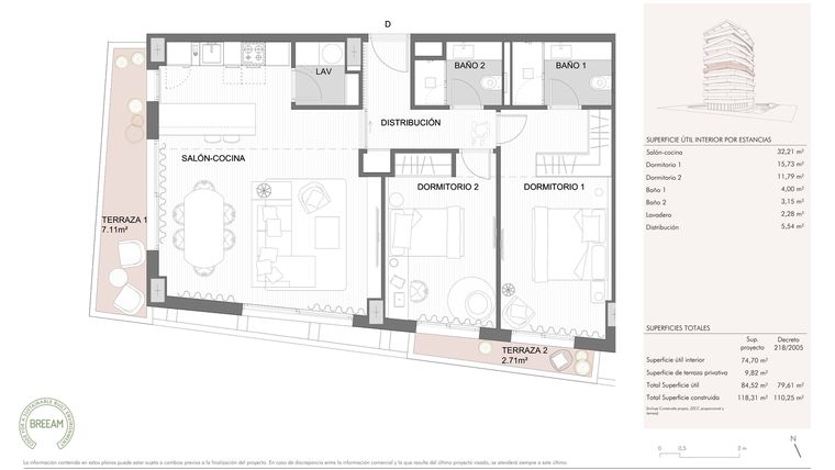 Rzut - Mieszkanie na sprzedaż 2 pokoje o powierzchni 97,76 m² - numer 306D w Octavia