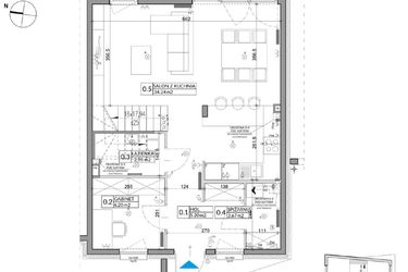 Rzut - Dom na sprzedaż 5 pokoi o powierzchni 109,09 m² - numer 5B w Miasto Ogród 5