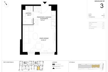 Rzut - Mieszkanie na sprzedaż 1 pokój o powierzchni 25,6 m² - numer 3 w SILO