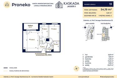 Rzut - Mieszkanie na sprzedaż 2 pokoje o powierzchni 54,19 m² - numer B2_1M04 w Kaskada Jasień - etap II