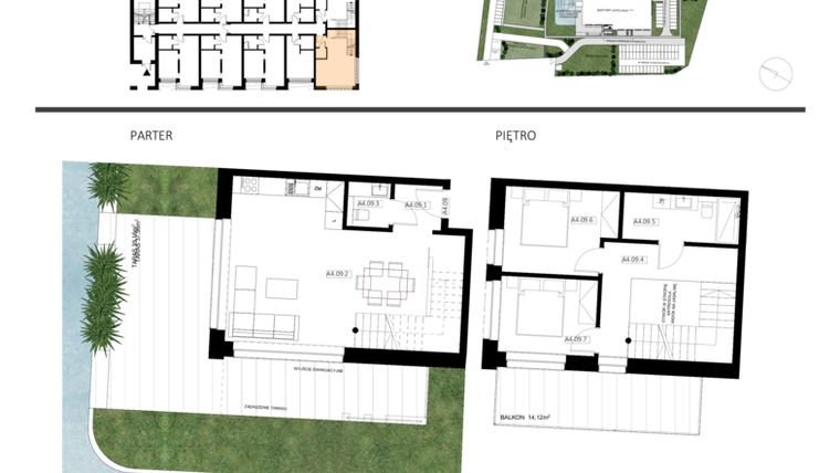 Rzut - Mieszkanie na sprzedaż 2 pokoje o powierzchni 47 m² - numer A4.09 w Apartamenty Dźwirzyno