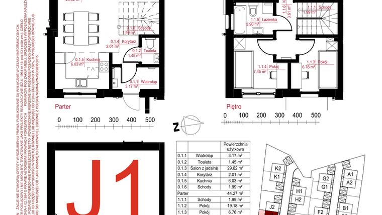 Rzut - Dom na sprzedaż 4 pokoje o powierzchni 134,7 m² - numer J1 w Gostyńska Invest II