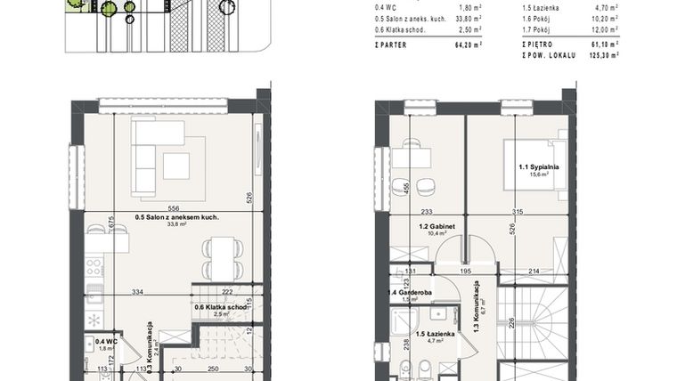 Rzut - Dom na sprzedaż 5 pokoi o powierzchni 125,3 m² - numer 5a w Domy na Przylesiu etap II