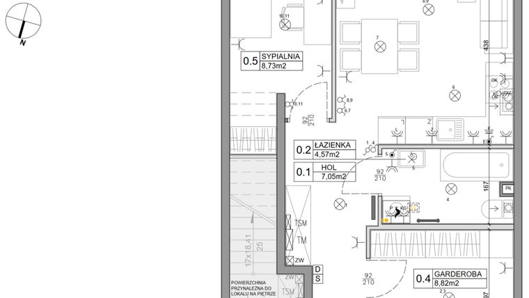 Rzut - Mieszkanie na sprzedaż 3 pokoje o powierzchni 48,03 m² - numer 103 w Manufaktura Marki 2 etap IV