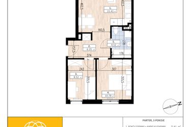 Rzut - Mieszkanie na sprzedaż 3 pokoje o powierzchni 51,48 m² - numer A2/0/3 w ACCANTO