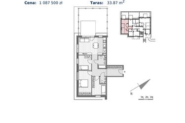 Rzut - Mieszkanie na sprzedaż 4 pokoje o powierzchni 72,5 m² - numer 1.1-2 w Stawowa