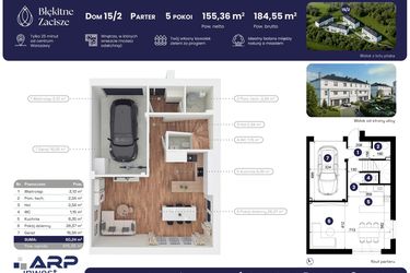 Rzut - Dom na sprzedaż 5 pokoi o powierzchni 184,55 m² - numer 15.2 w Błękitne Zacisze