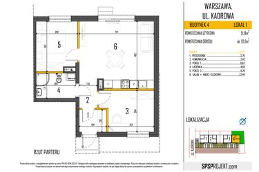 Rzut - Mieszkanie na sprzedaż 3 pokoje o powierzchni 51,19 m² - numer 4c/1 w Osiedle Korona