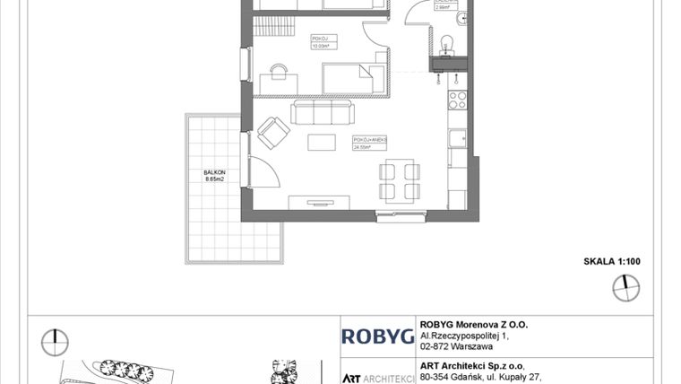 Rzut - Mieszkanie na sprzedaż 4 pokoje o powierzchni 73,09 m² - numer 3.2.1M06 w Szumilas etap II