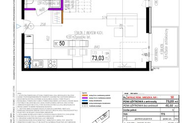 Rzut - Mieszkanie na sprzedaż 1 pokój o powierzchni 73,02 m² - numer 50 w Strumykowa