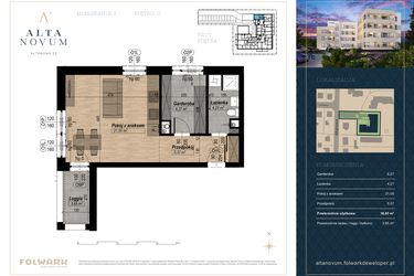 Rzut - Mieszkanie na sprzedaż 2 pokoje o powierzchni 36,85 m² - numer 1 w Alta Novum