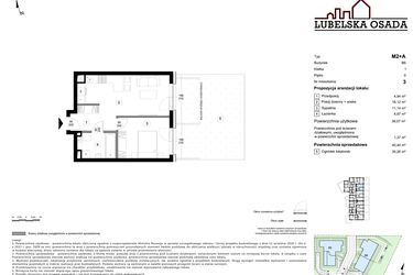 Rzut - Mieszkanie na sprzedaż 2 pokoje o powierzchni 40,44 m² - numer B6.3 w Lubelska Osada budynek B6