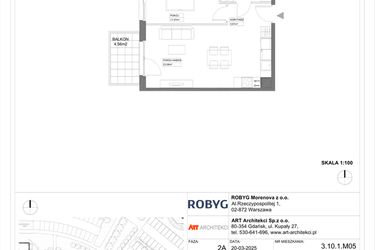 Rzut - Mieszkanie na sprzedaż 1 pokój o powierzchni 29,17 m² - numer 3.10.1M05 w Szumilas etap III