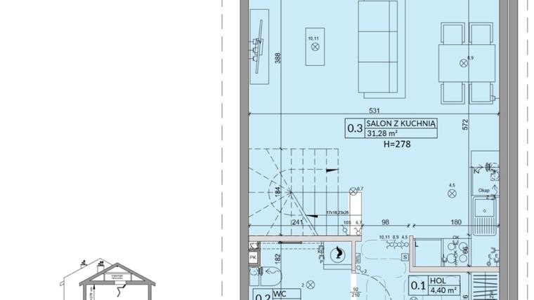 Rzut - Dom na sprzedaż 4 pokoje o powierzchni 77,99 m² - numer 27B w Osiedle Słoneczne etap III