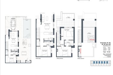 Rzut - Dom na sprzedaż 4 pokoje o powierzchni 137,2 m² - numer 18 w Dom szeregowy w Ciudad Quesada - 53178795