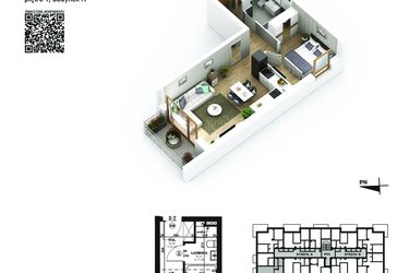 Rzut - Mieszkanie na sprzedaż 2 pokoje o powierzchni 40,69 m² - numer 38 w Piano Park etap VI
