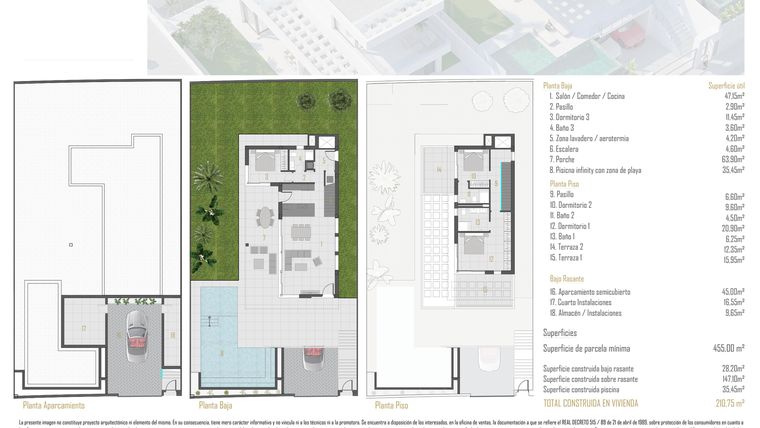 Rzut - Dom na sprzedaż 3 pokoje o powierzchni 210,75 m² - numer 1 w Wille w Finestrat - 91450464