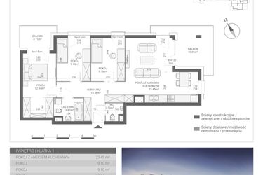 Rzut - Mieszkanie na sprzedaż 4 pokoje o powierzchni 70,76 m² - numer M22 w Apartamenty Przystań bud. F