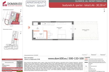 Rzut - Mieszkanie na sprzedaż 1 pokój o powierzchni 30,18 m² - numer L46 w Apartamenty Nowy Świat - inwestycyjne
