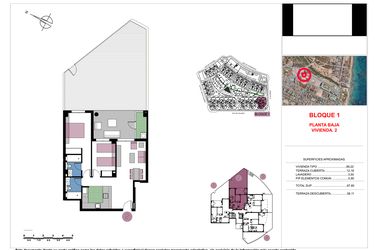 Rzut - Mieszkanie na sprzedaż 3 pokoje o powierzchni 87,8 m² - numer 0-2 w Apartamenty w Mil Palmeras - 71919041