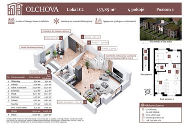 Rzut - Mieszkanie na sprzedaż 4 pokoje o powierzchni 157,85 m² - numer C2 w Olchova