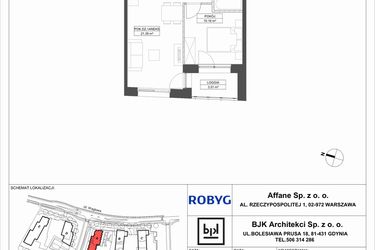 Rzut - Mieszkanie na sprzedaż 2 pokoje o powierzchni 39,84 m² - numer A.2M07 w WENDY