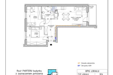 Rzut - Mieszkanie na sprzedaż 3 pokoje o powierzchni 55,71 m² - numer 1 w Osiedle OdNowa K5