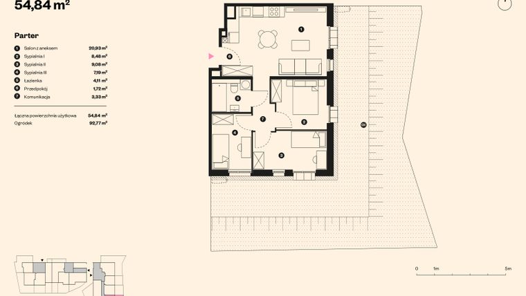 Rzut - Mieszkanie na sprzedaż 4 pokoje o powierzchni 54,84 m² - numer 4 w Sołtysowska
