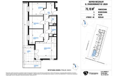Rzut - Mieszkanie na sprzedaż 4 pokoje o powierzchni 75,16 m² - numer 5 w Vieniava edycja druga