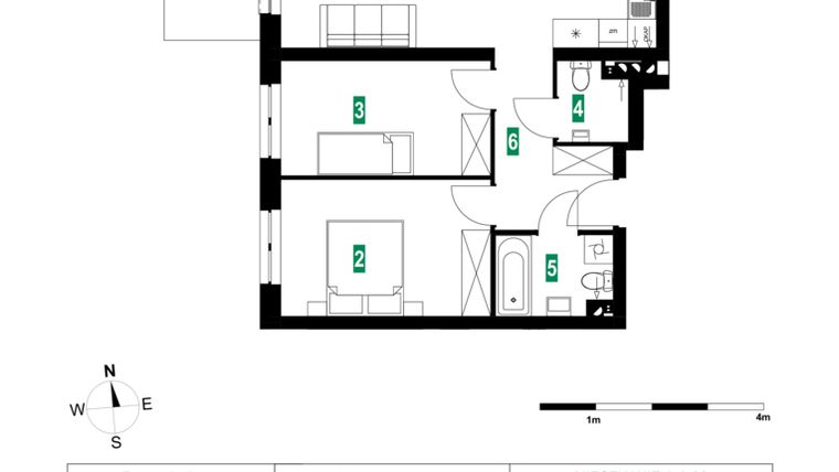 Rzut - Mieszkanie na sprzedaż 3 pokoje o powierzchni 64,12 m² - numer A.A.09 w Park Śliwowa