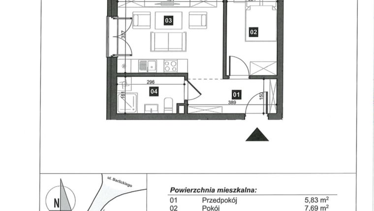 Rzut - Mieszkanie na sprzedaż 2 pokoje o powierzchni 34,19 m² - numer 2 w Słoneczne Świnoujście