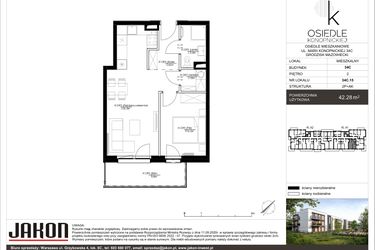 Rzut - Mieszkanie na sprzedaż 2 pokoje o powierzchni 42,28 m² - numer 34C.15 w Osiedle Konopnickiej