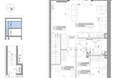 Rzut - Mieszkanie na sprzedaż 3 pokoje o powierzchni 61,95 m² - numer 72 w Boska Ksawerowska V