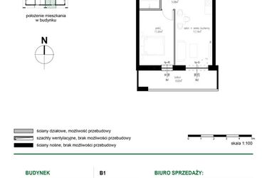 Rzut - Mieszkanie na sprzedaż 2 pokoje o powierzchni 38,32 m² - numer M12 w Wędrowna