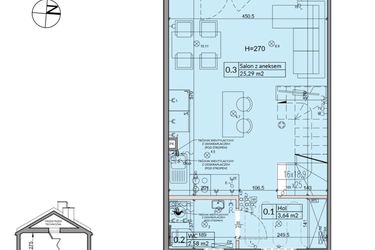 Rzut - Dom na sprzedaż 3 pokoje o powierzchni 62,3 m² - numer 26A w Osiedle Stokrotki etap 4 i 5