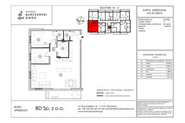 Rzut - Mieszkanie na sprzedaż 3 pokoje o powierzchni 81,02 m² - numer M2 w Osiedle Barczewski Dwór etap III