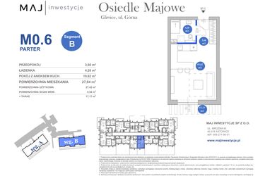 Rzut - Mieszkanie na sprzedaż 1 pokój o powierzchni 27,42 m² - numer M0.6 w Osiedle Majowe 2.0